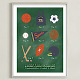 "SPORTS PRIMER" - Art Print in Chalkboard Green by Susan Brown - Framed