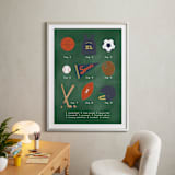 "SPORTS PRIMER" - Art Print in Chalkboard Green by Susan Brown - In a Room