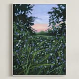 "Wildflowers At Dusk" - Art Print in Dark Emerald Green by Weronika Zubek - Framed Canvas