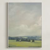 "Rosy Tomorrow I" - Art Print in Grey Blue by Stephanie Goos Johnson - Framed Canvas