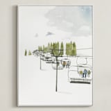 "Ski Lift" - Art Print in Pine by Monica Loos - Framed Canvas