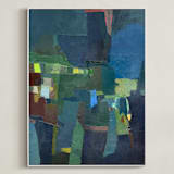 "My City I" - Art Print in Blue Green by MM20 - Framed Canvas