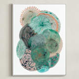 "Grey Thoughts" - Art Print in Teal by Maggie Ramirez Burns - Framed Canvas