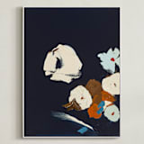 "Abstract Botanical Navy Shadows #2" - Art Print in dark navy blue by Caryn Owen - Framed Canvas