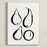 "Still-life with four pears" - Art Print in Black and Off-white by Sonya Percival - Framed Canvas