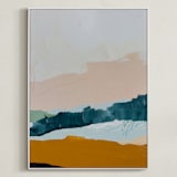 "Moving Mountains I" - Art Print in River Blue by Kayla King - Framed Canvas