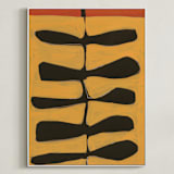 "Leaves and a Stem" - Art Print in orange by Deborah Velasquez - Framed Canvas