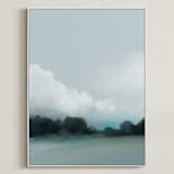 "Anchored Here II" - Art Print in Blue Grey by Shraddha Dharia - Framed Canvas
