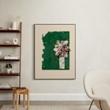 "Bouquet against painted green background" - Art Print in Green Bouquet by Bethania Lima - In a Room