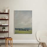 "Rosy Tomorrow I" - Art Print in Grey Blue by Stephanie Goos Johnson - In a Room