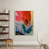 "Flower Water Vase" - Art Print in red rose by gloria blatt - In a Room