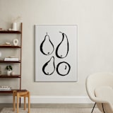 "Still-life with four pears" - Art Print in Black and Off-white by Sonya Percival - In a Room