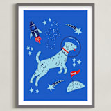 "Space Pup" - Art Print in Celestial by Kristin Mastoras - Framed