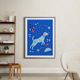 "Space Pup" - Art Print in Celestial by Kristin Mastoras - In a Room