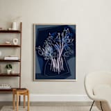 "An attempt on gestural drawing" - Art Print in dark blue flowers by Bethania Lima - In a Room
