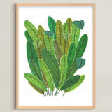 "Banana Leaf Bouquet" - Art Print in Tropical Green by Madeline Trait - Framed