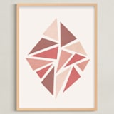 "Shattered Series Diamond" - Art Print in Coral by Jennifer Morehead - Framed
