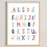"ABC Doodles" - Art Print in Muted Rainbow by Kacey Floyd - Framed