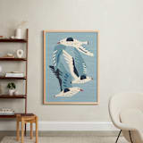 "Seagulls" - Art Print in Neutral Blue Green by Roochita Chachra - In a Room