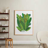 "Banana Leaf Bouquet" - Art Print in Tropical Green by Madeline Trait - In a Room