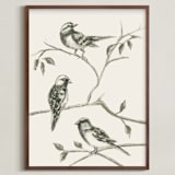 "Birds I" - Art Print in Sand by Teju Reval - Framed