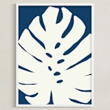 "Botanical on Indigo" - Art Print in Indigo Blue by Deborah Velasquez - Framed