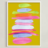 "Pillowed Rainbow" - Art Print in Tumeric by Deborah Velasquez - Framed