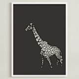"fading giraffe" - Art Print in Charcoal by Erin Niehenke - Framed