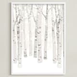 "Birch Woods in Winter" - Art Print in Ivory by Shannon Chen of Four Wet Feet Studio - Framed
