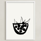 "Life is a bowl of cherries" - Art Print in Black and Off-white by Sonya Percival - Framed