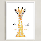 "baby animal.giraffe" - Personalized Art Print in tangerine by Cass Loh - Framed