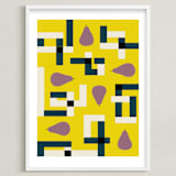 "Plum Puzzle" - Art Print in Citrus Yellow by Morgan Ramberg - Framed
