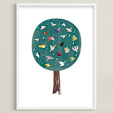 "Lots of Songbirds" - Art Print in antique pine by Eve Schultz - Framed