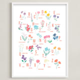 "Flower Alphabet" - Art Print in Peach by Jessica Kelemen - Framed