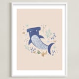 "Sharky cute" - Art Print in Blush by Tati Abaurre - Framed