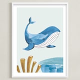 "Ocean Friends I" - Art Print in Whale by Teju Reval - Framed