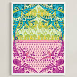 "Bohemian Fun" - Art Print in Vibrant Pink & Blue Split by Splendid Press - Framed