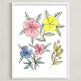 "handpainted watercolor flowers" - Art Print in pink by Ramoncita - Framed