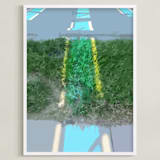 "Solar Parking 1" - Art Print in Bright Sky Blue by Jeff Preuss - Framed