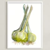 "Glorious Garlic" - Art Print in Spring lime by Amelia Gluba - Framed