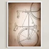 "Rusted Bike" - Art Print in Rust Brown by Erin Niehenke - Framed