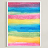 "painted abstract stripes1" - Art Print in blue by Ramoncita - Framed