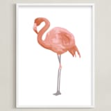 "Fla-la-mingo side" - Art Print in Flamingo pink by Johanna Phillips Huuva - Framed