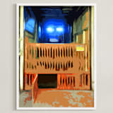 "CagedElevator" - Art Print in Muddy Brown by Jeff Preuss - Framed