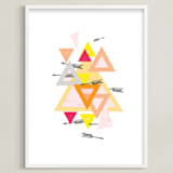 "Arrow Geo" - Art Print in Sunset Orange by Lady Noble - Framed