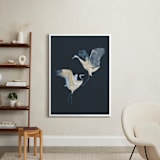 "Crane dance" - Art Print in Moody blue by Nina Leth - In a Room