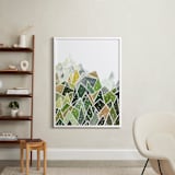 "Landscape of Triangles and Dots" - Art Print in Forest Green by Yao Cheng Design - In a Room