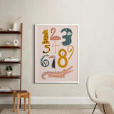 "Safari Friends Numerals" - Personalized Art Print in Flamingo by Jenna Holcomb - In a Room