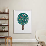 "Lots of Songbirds" - Art Print in antique pine by Eve Schultz - In a Room