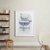 "Folk Whales" - Art Print in Mint by Hannah Williams - In a Room